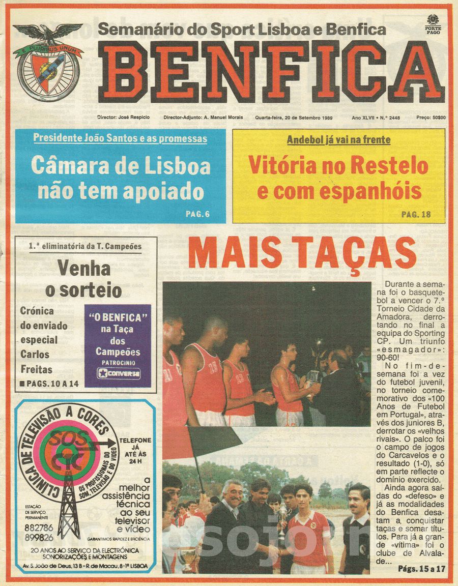 jornal o benfica 2448 1989-09-20